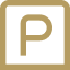 Parkoló jelzés arany színben.